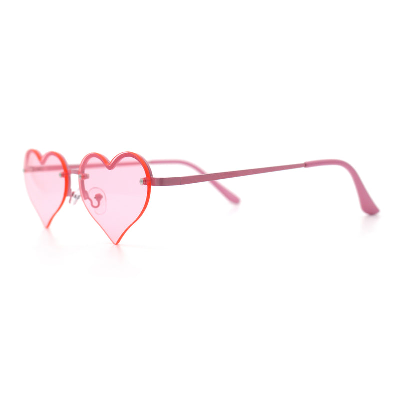 Womens Hippie Bubbly Heart Shape Half Rim Metal Retro Sunglasses