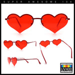 Womens Hippie Bubbly Heart Shape Half Rim Metal Retro Sunglasses