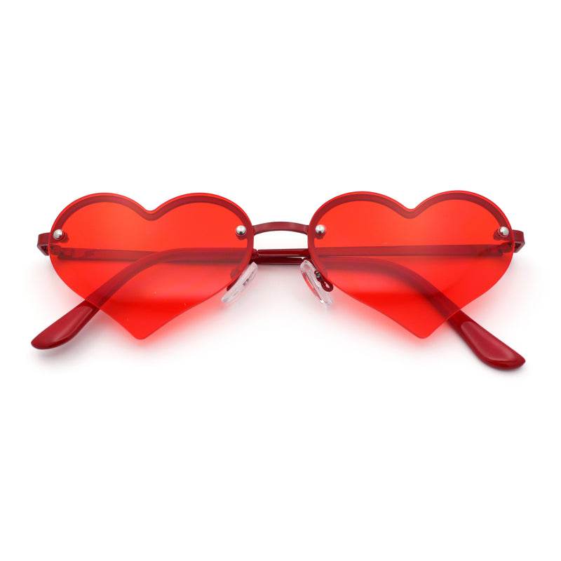 Womens Hippie Bubbly Heart Shape Half Rim Metal Retro Sunglasses
