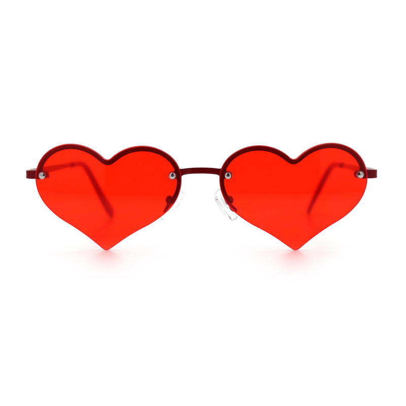 Womens Hippie Bubbly Heart Shape Half Rim Metal Retro Sunglasses