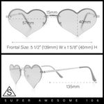 Womens Hippie Bubbly Heart Shape Half Rim Metal Retro Sunglasses