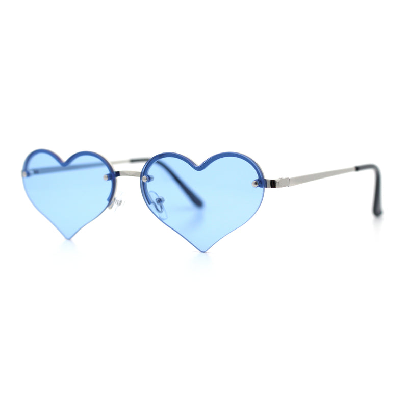 Womens Hippie Bubbly Heart Shape Half Rim Metal Retro Sunglasses
