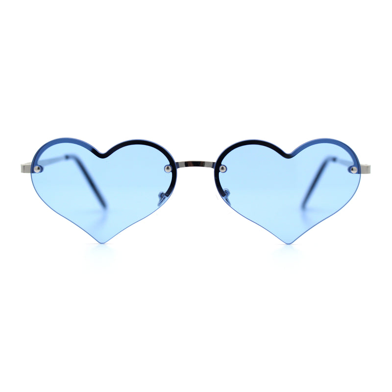 Womens Hippie Bubbly Heart Shape Half Rim Metal Retro Sunglasses