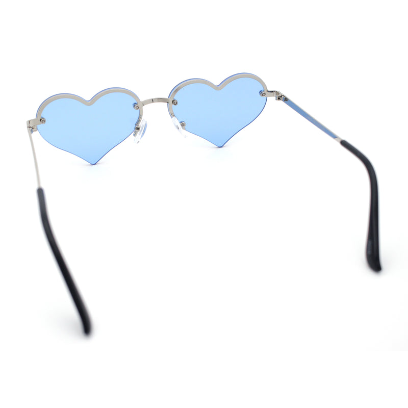 Womens Hippie Bubbly Heart Shape Half Rim Metal Retro Sunglasses