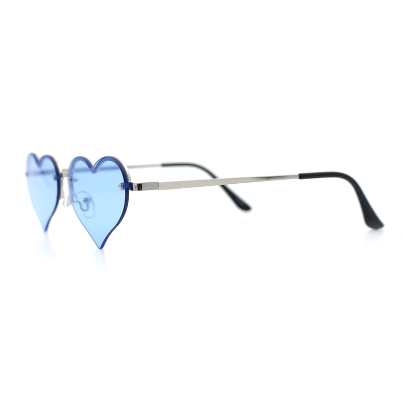 Womens Hippie Bubbly Heart Shape Half Rim Metal Retro Sunglasses