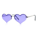 Womens Hippie Bubbly Heart Shape Half Rim Metal Retro Sunglasses