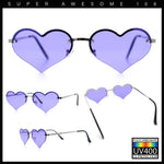 Womens Hippie Bubbly Heart Shape Half Rim Metal Retro Sunglasses