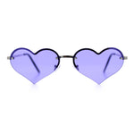 Womens Hippie Bubbly Heart Shape Half Rim Metal Retro Sunglasses