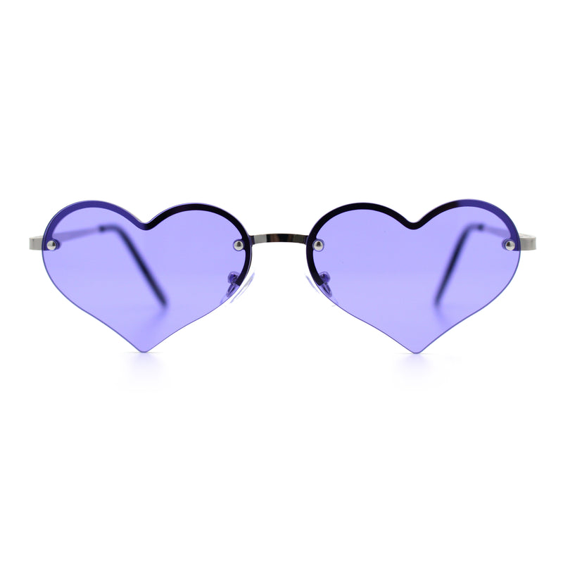 Womens Hippie Bubbly Heart Shape Half Rim Metal Retro Sunglasses