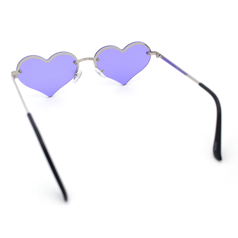 Womens Hippie Bubbly Heart Shape Half Rim Metal Retro Sunglasses