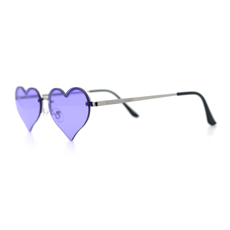Womens Hippie Bubbly Heart Shape Half Rim Metal Retro Sunglasses