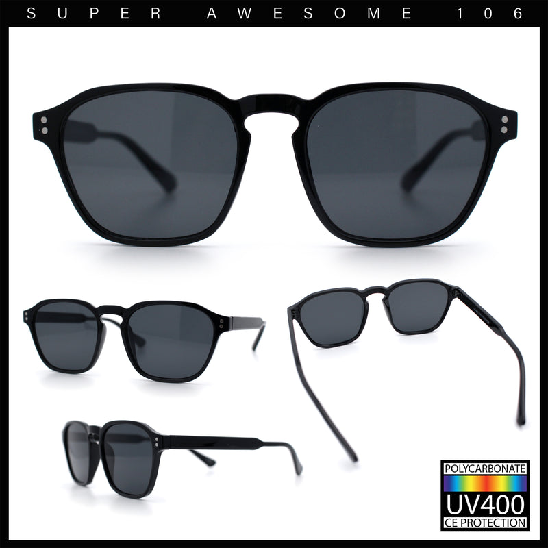 Mens Hipster Keyhole Rectangle Horn Rim Plastic Nostalgic Sunglasses