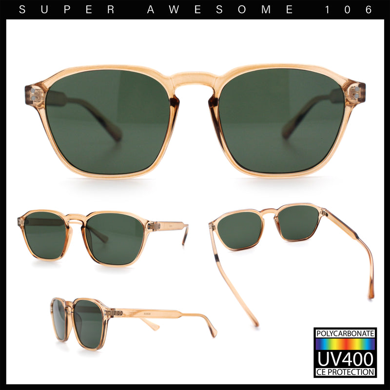 Mens Hipster Keyhole Rectangle Horn Rim Plastic Nostalgic Sunglasses