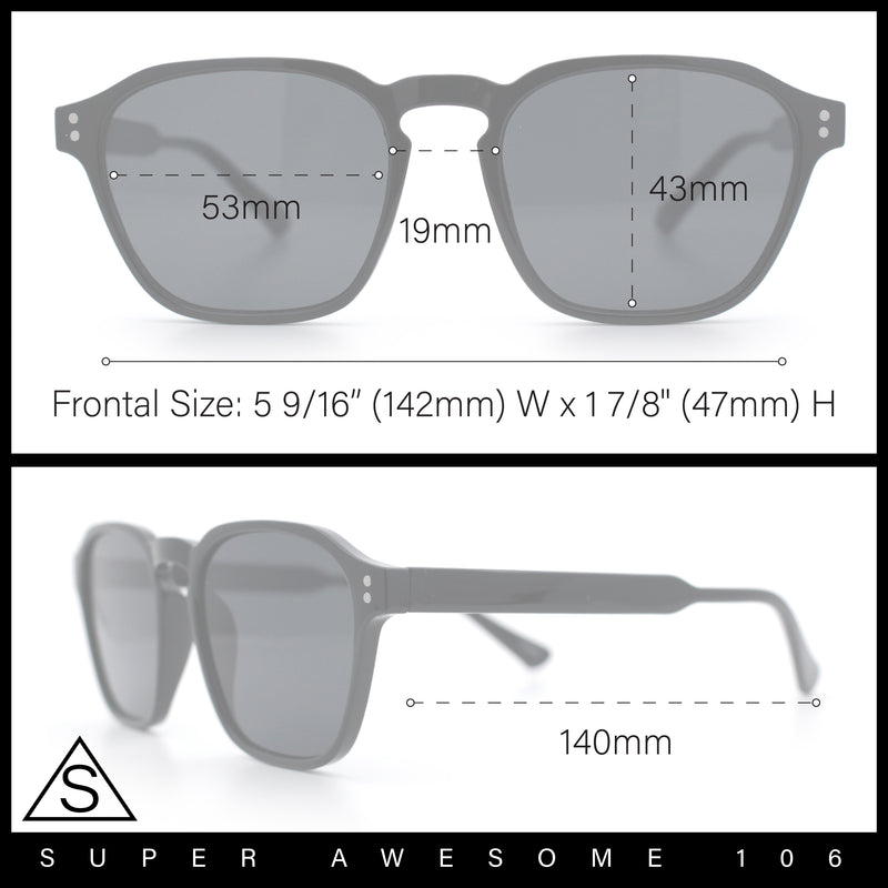 Mens Hipster Keyhole Rectangle Horn Rim Plastic Nostalgic Sunglasses