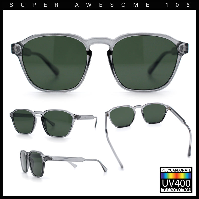 Mens Hipster Keyhole Rectangle Horn Rim Plastic Nostalgic Sunglasses