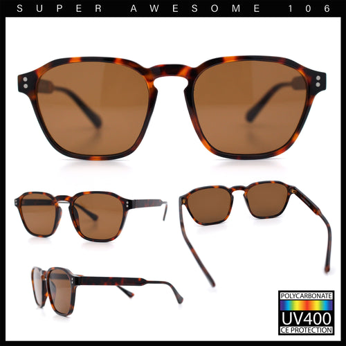 Mens Hipster Keyhole Rectangle Horn Rim Plastic Nostalgic Sunglasses