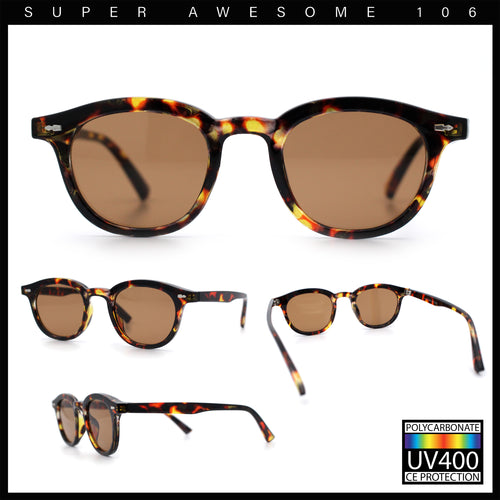 Micro Snug Round Hipster Horn Rim Nostalgic Retro Plastic Sunglasses