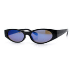 Womens Oval Color Mirror Rectangle Retro 90s Thick Temple Sunglasses