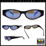 Womens Oval Color Mirror Rectangle Retro 90s Thick Temple Sunglasses