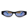 Womens Oval Color Mirror Rectangle Retro 90s Thick Temple Sunglasses