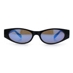 Womens Oval Color Mirror Rectangle Retro 90s Thick Temple Sunglasses