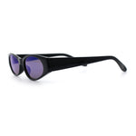 Womens Oval Color Mirror Rectangle Retro 90s Thick Temple Sunglasses