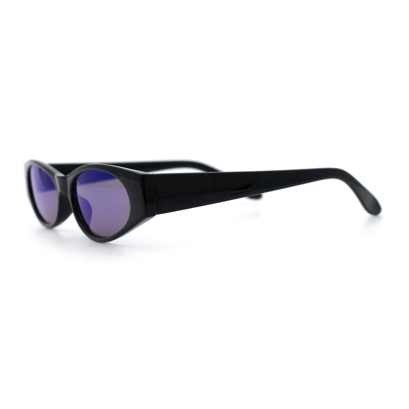 Womens Oval Color Mirror Rectangle Retro 90s Thick Temple Sunglasses
