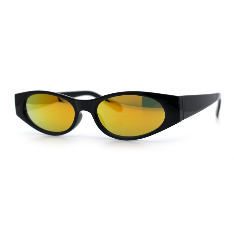 Womens Oval Color Mirror Rectangle Retro 90s Thick Temple Sunglasses