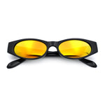 Womens Oval Color Mirror Rectangle Retro 90s Thick Temple Sunglasses