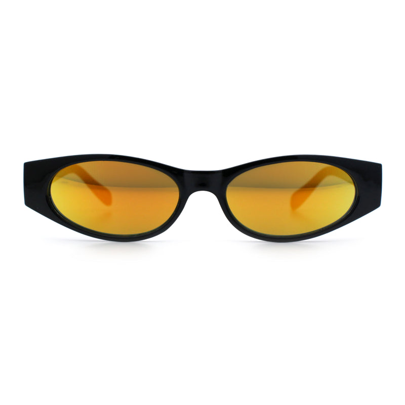 Womens Oval Color Mirror Rectangle Retro 90s Thick Temple Sunglasses