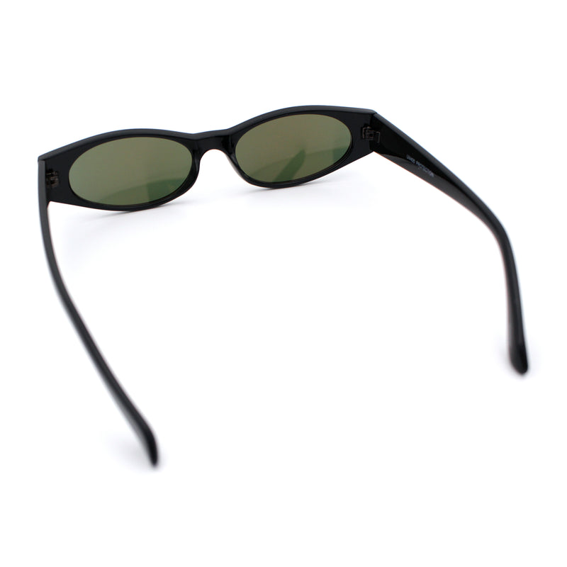 Womens Oval Color Mirror Rectangle Retro 90s Thick Temple Sunglasses