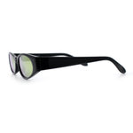 Womens Oval Color Mirror Rectangle Retro 90s Thick Temple Sunglasses