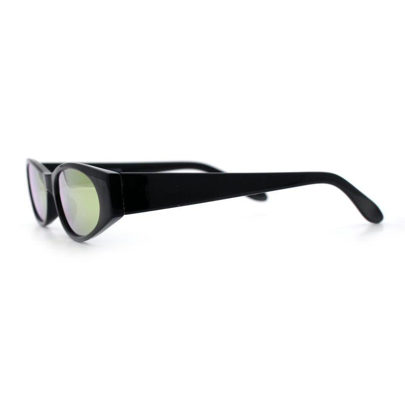 Womens Oval Color Mirror Rectangle Retro 90s Thick Temple Sunglasses