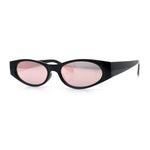 Womens Oval Color Mirror Rectangle Retro 90s Thick Temple Sunglasses