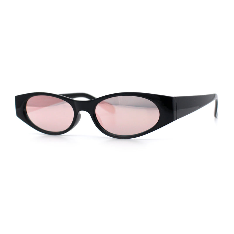 Womens Oval Color Mirror Rectangle Retro 90s Thick Temple Sunglasses