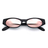 Womens Oval Color Mirror Rectangle Retro 90s Thick Temple Sunglasses