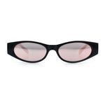 Womens Oval Color Mirror Rectangle Retro 90s Thick Temple Sunglasses