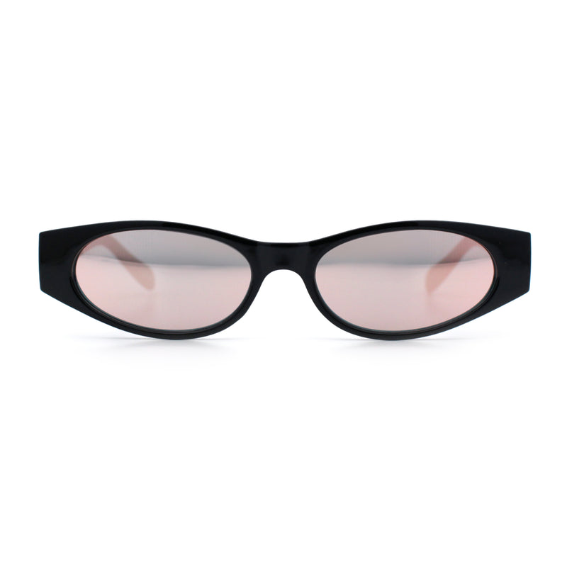 Womens Oval Color Mirror Rectangle Retro 90s Thick Temple Sunglasses