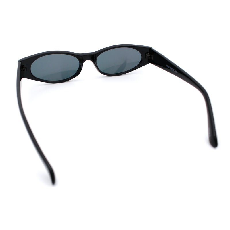 Womens Oval Color Mirror Rectangle Retro 90s Thick Temple Sunglasses