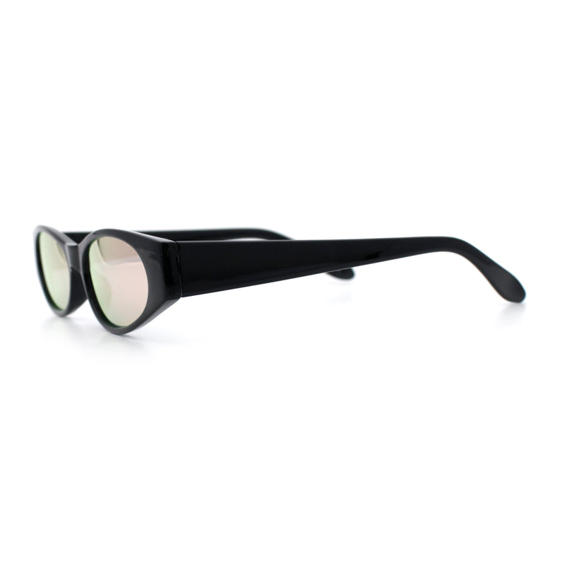 Womens Oval Color Mirror Rectangle Retro 90s Thick Temple Sunglasses