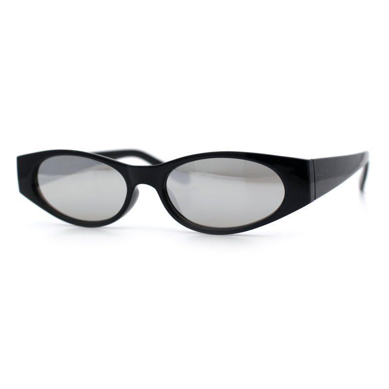 Womens Oval Color Mirror Rectangle Retro 90s Thick Temple Sunglasses