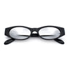 Womens Oval Color Mirror Rectangle Retro 90s Thick Temple Sunglasses