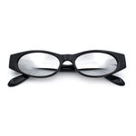 Womens Oval Color Mirror Rectangle Retro 90s Thick Temple Sunglasses