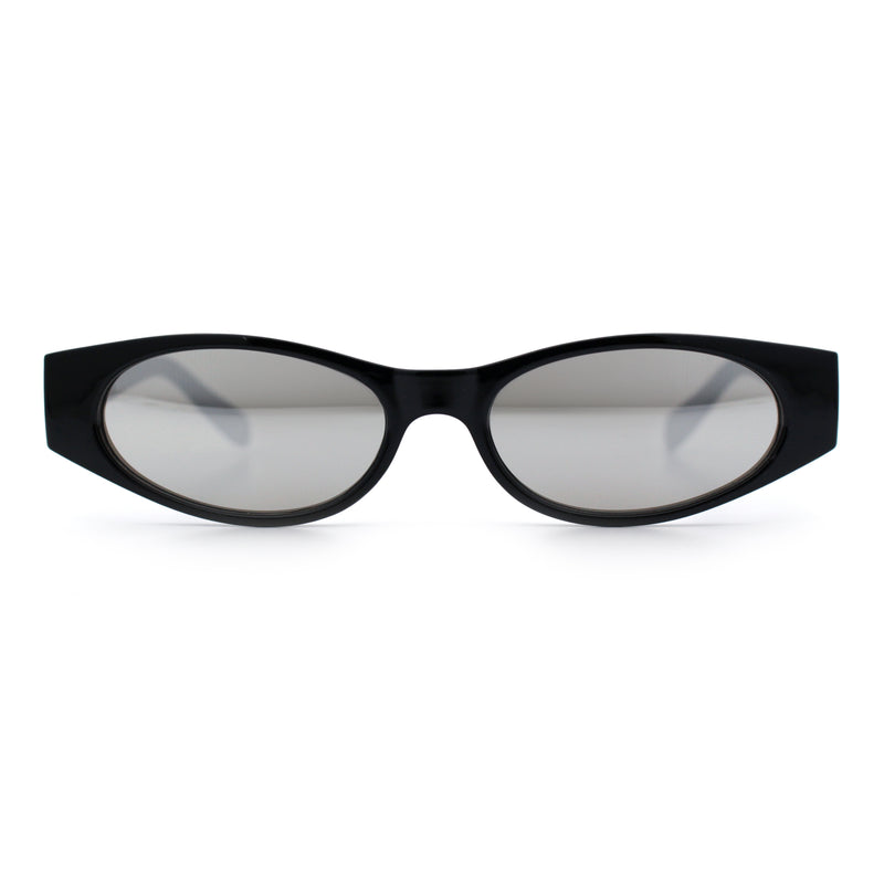 Womens Oval Color Mirror Rectangle Retro 90s Thick Temple Sunglasses