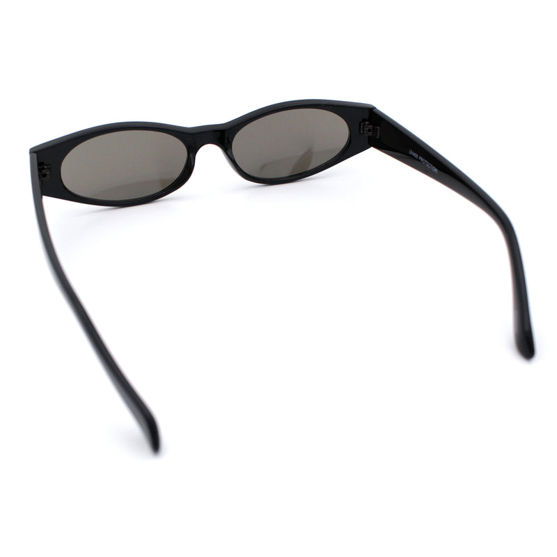 Womens Oval Color Mirror Rectangle Retro 90s Thick Temple Sunglasses