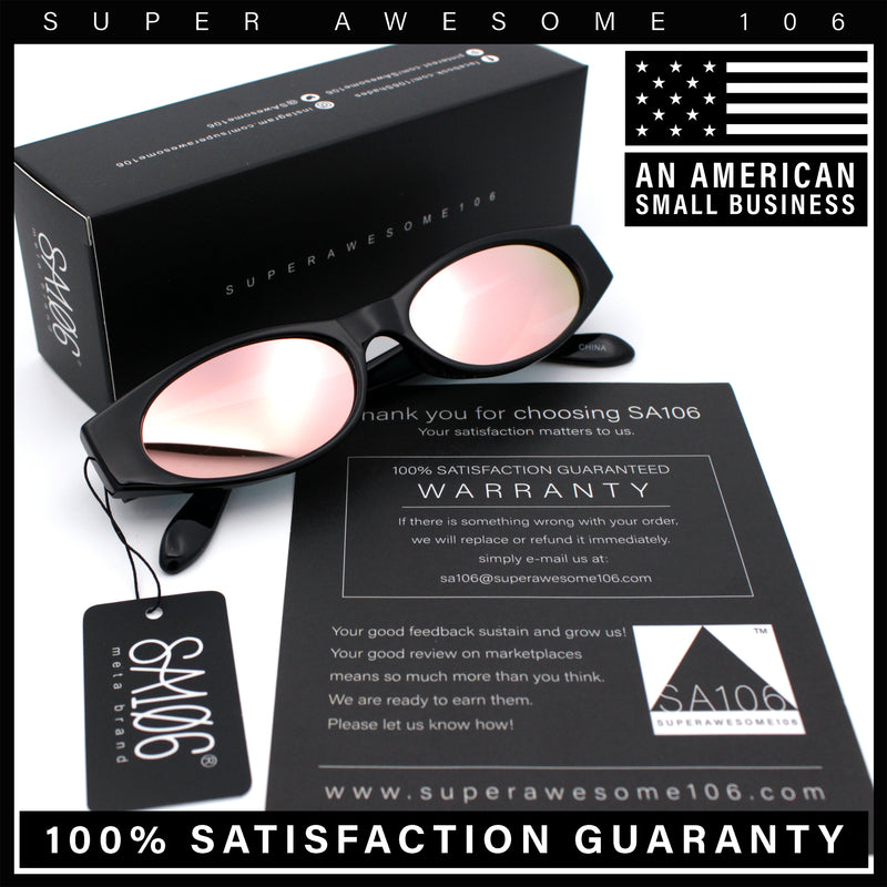 Womens Oval Color Mirror Rectangle Retro 90s Thick Temple Sunglasses