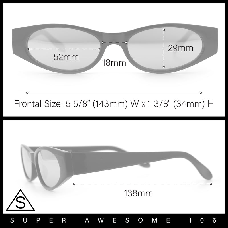 Womens Oval Color Mirror Rectangle Retro 90s Thick Temple Sunglasses