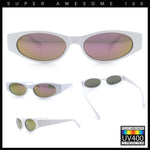 Womens Oval Color Mirror Rectangle Retro 90s Thick Temple Sunglasses