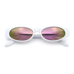 Womens Oval Color Mirror Rectangle Retro 90s Thick Temple Sunglasses
