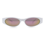 Womens Oval Color Mirror Rectangle Retro 90s Thick Temple Sunglasses